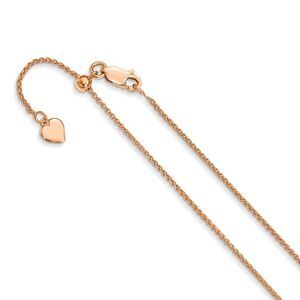 1.3mm Rose Gold Tone Plated Silver Adj. Wheat Chain Necklace, 30 Inch